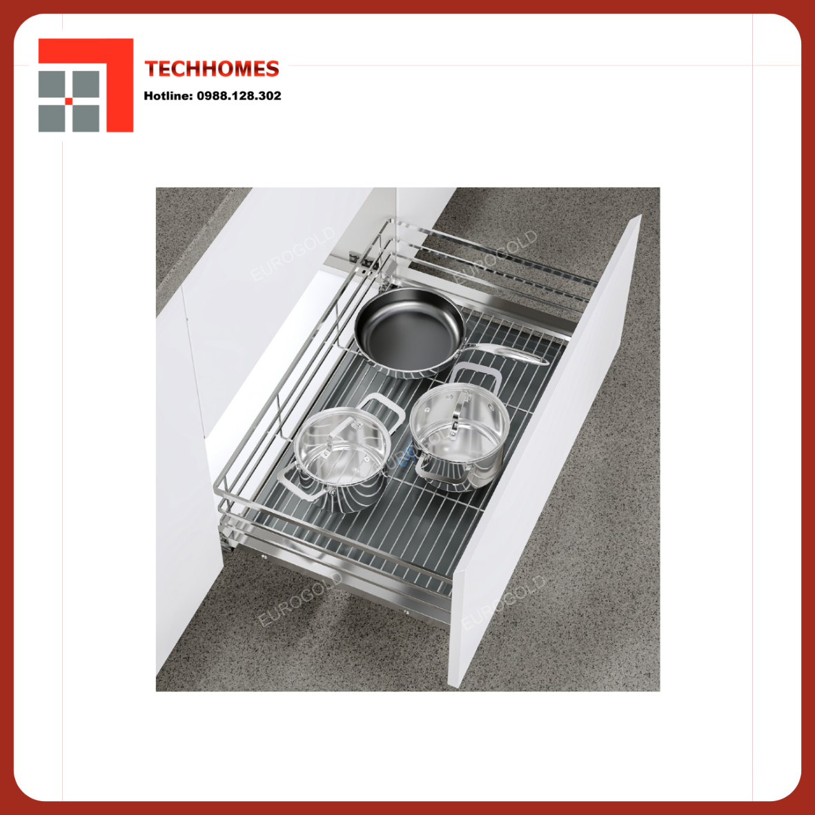 Giá xoong nồi inox 304 gắn cánh âm tủ EP80B (EPD6280VX) – Eurogold - EP80B (EPD6280VX)