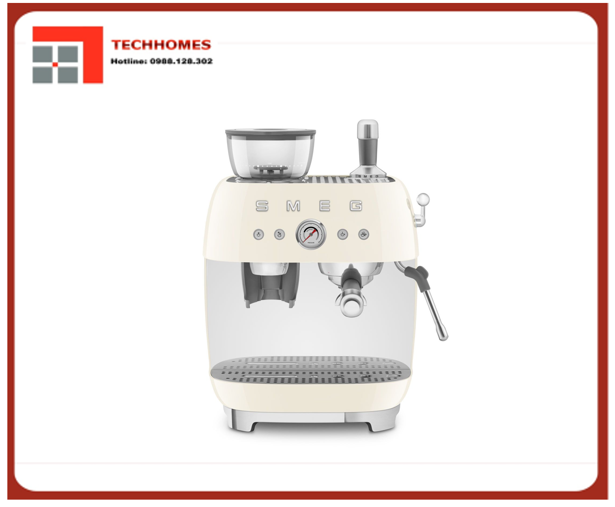 Máy pha cà phê có tích hợp máy xay Smeg 50's Style EGF03CR, màu kem - EGF03CREU