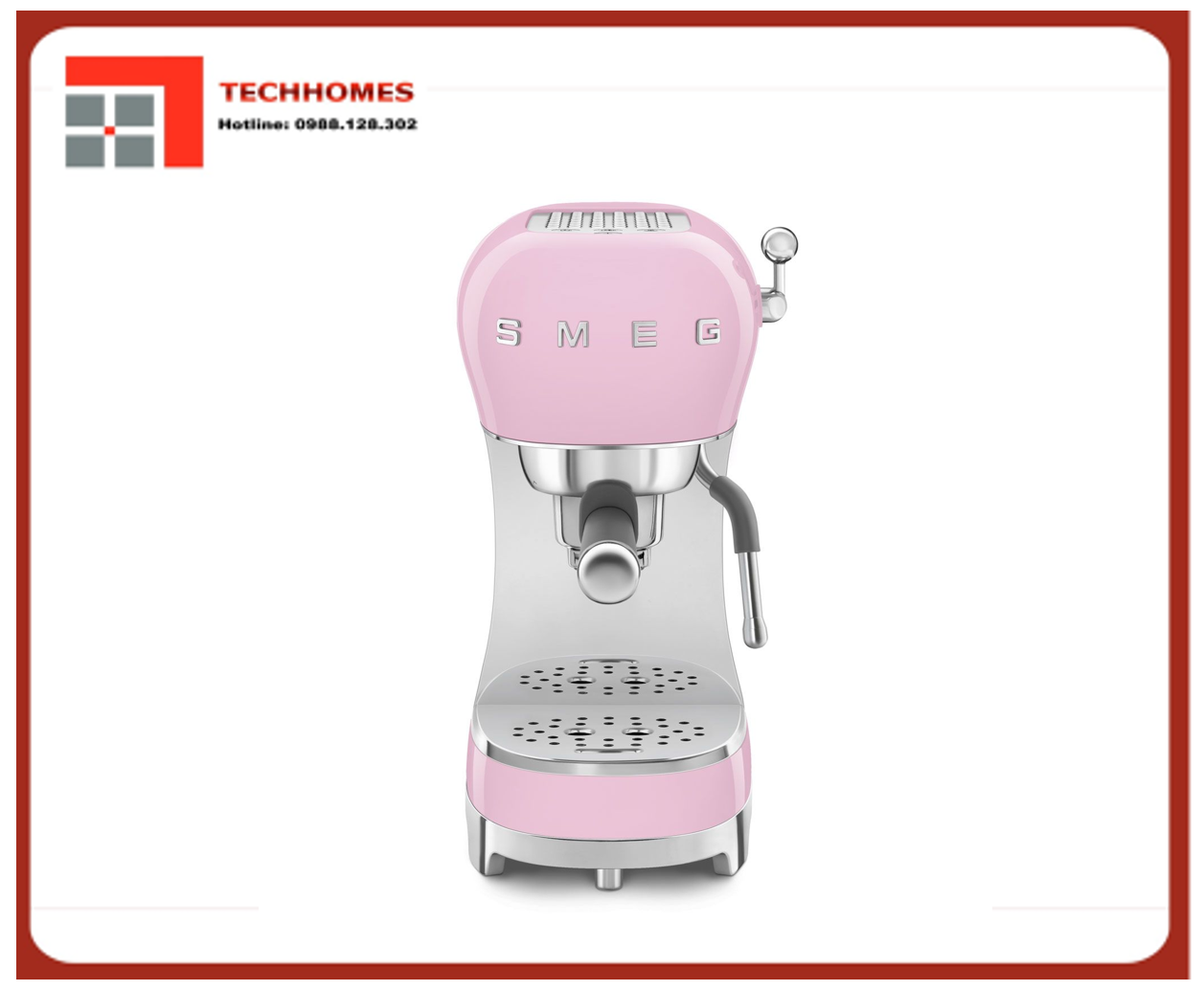 Máy pha cà phê Smeg 50's Style ECF02PK, vòi đánh sữa tích hợp, màu hồng - ECF02PKEU