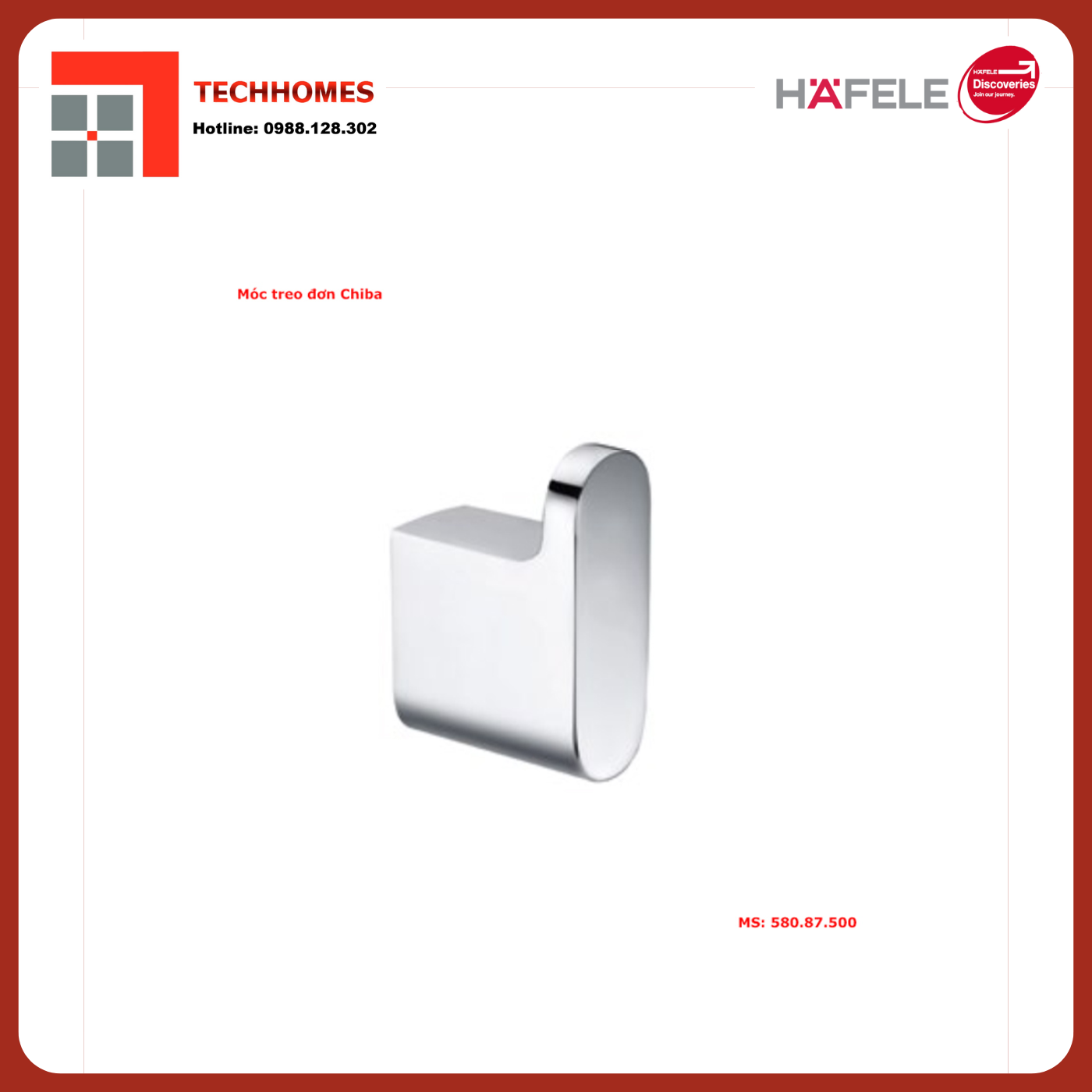 MÓC TREO ĐƠN HAFELE CHIBA 580.87.500 - 580.87.500