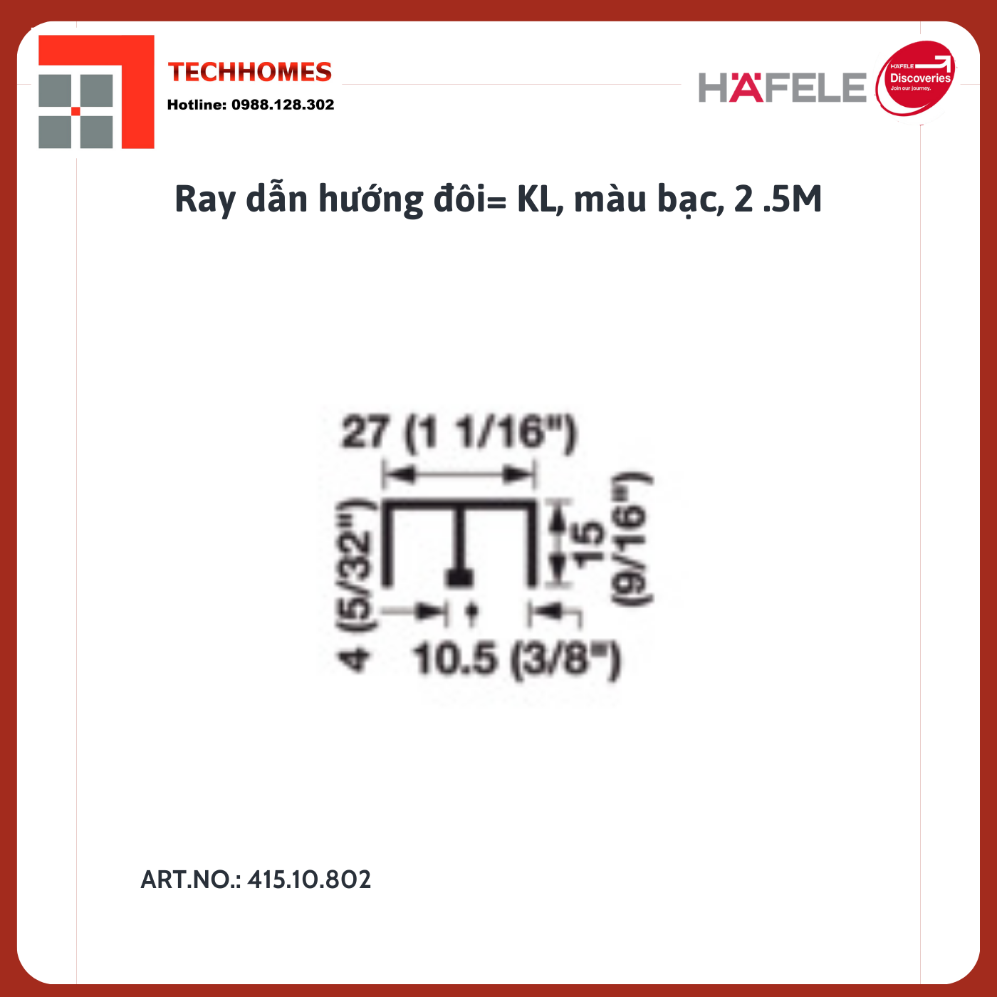 Ray đôi dẫn hướng trên 2500mm - 415.10.802