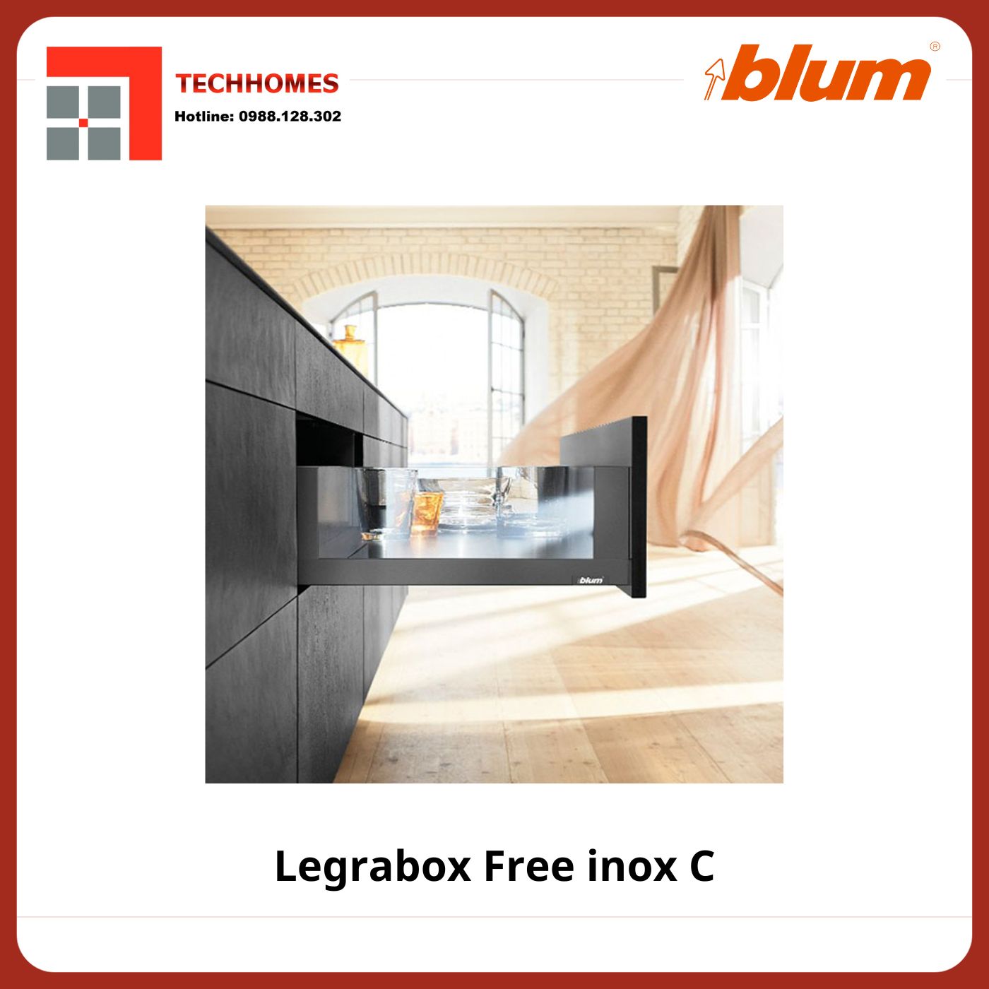 RAY HỘP BLUM LEGRABOX FREE INOX C - Legrabox Free inox C