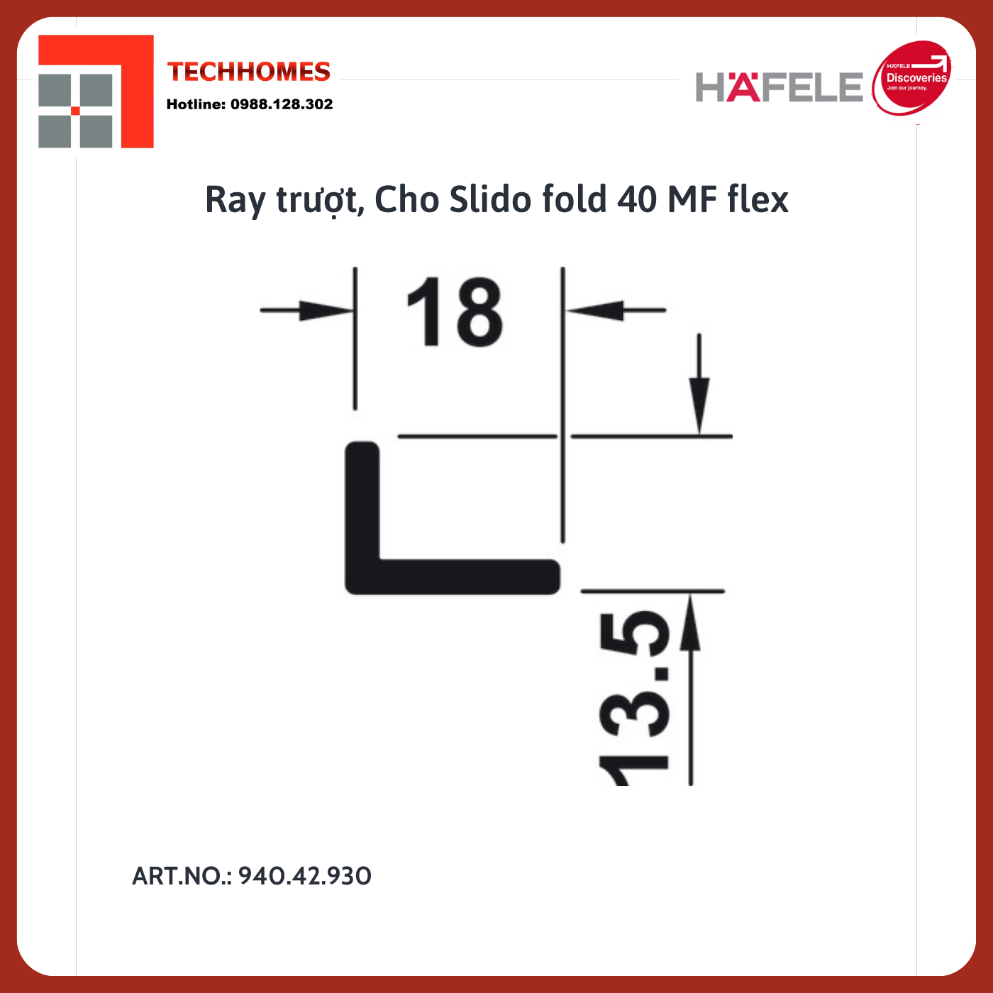Ray trượt fold 40MF 3M Hafele 940.42.930 - 940.42.930
