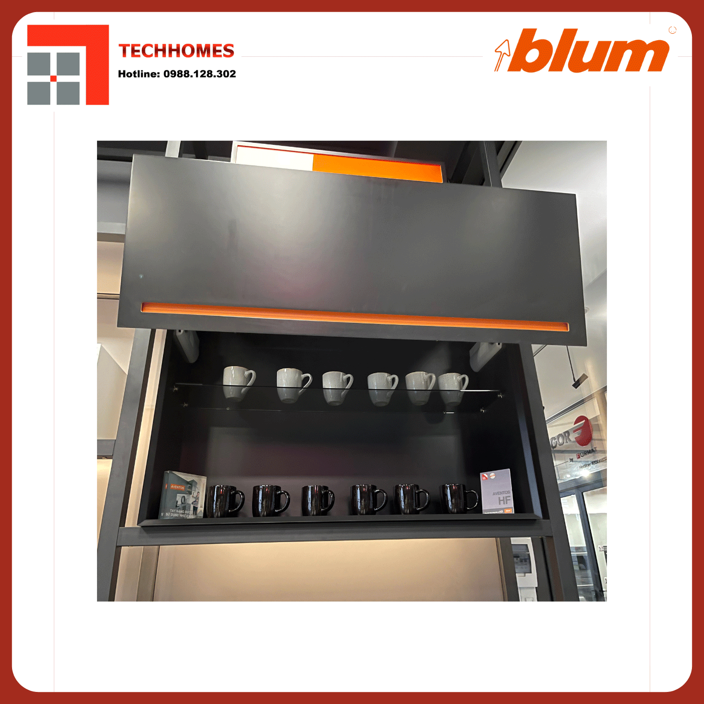 TAY NÂNG BLUM HF22 trọn bộ tay nâng Blum f22 nhập khẩu chính hãng Áo  - Blum f22