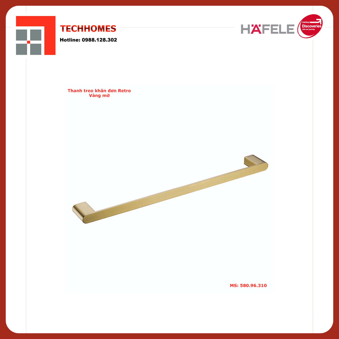 THANH TREO KHĂN HAFELE RETRO VÀNG MỜ 580.96.310 - 580.96.310