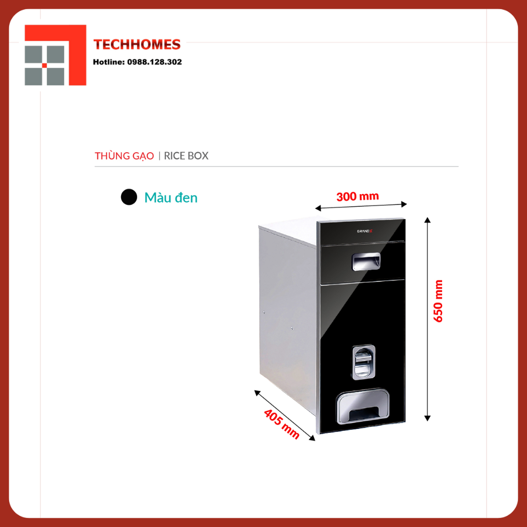 THÙNG GẠO MẶT KÍNH CƯỜNG LỰC XR.G301B - XR.G301B
