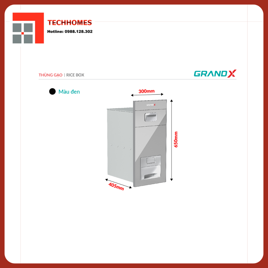 THÙNG GẠO MẶT KÍNH NÚT NHẤN XR.G302M - XR.G302M