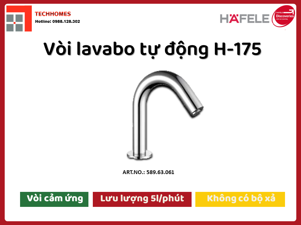 Vòi lavabo tự động H-175 589.63.061 - 589.63.061