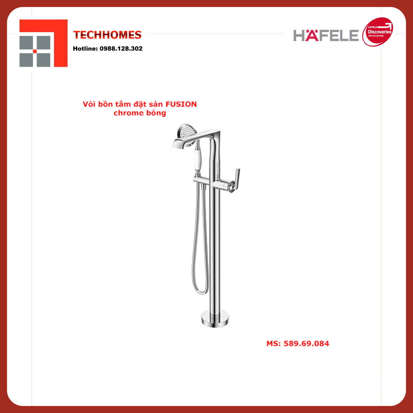 VÒI TRỘN BỒN TẮM ĐẶT SÀN HAFELE FUSION CR 589.69.084 - 589.69.084